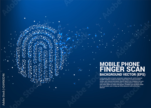 vector thumbprint icon from dot connect line polygon. background concept for finger scan technology and privacy access.