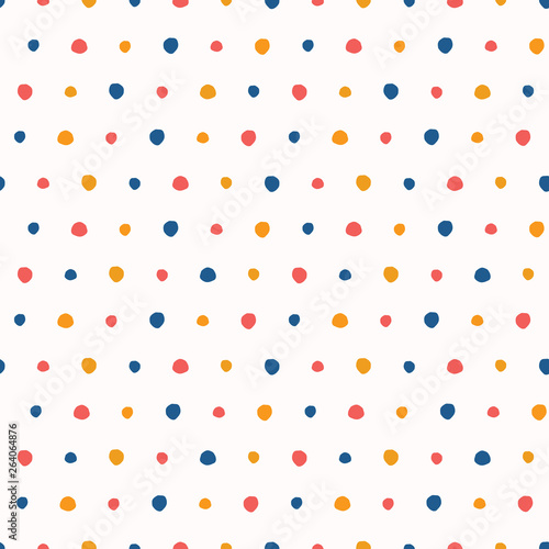 Abstract organic cut dotty circles. Vector pattern seamless background. Hand drawn textured style. Polka dot stripes graphic illustration. Trendy home decor, kid fashion print, retro art wallpaper.