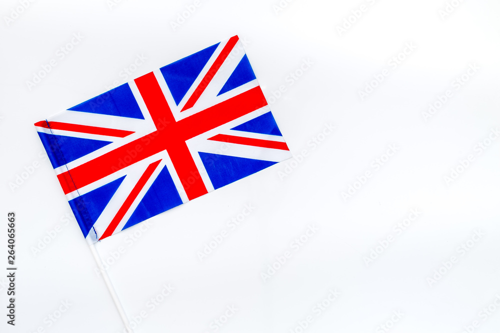 Flag of United Kingdom of Great Britain on white background top view Flag of United Kingdom of Great Britain on white background top view