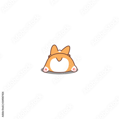 Cute corgi butt, vector illustration