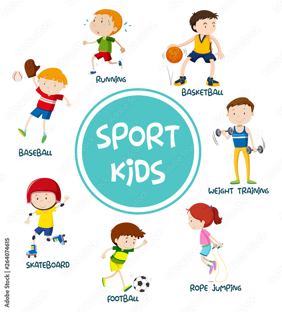 Sports kids set concept Sports kids set concept