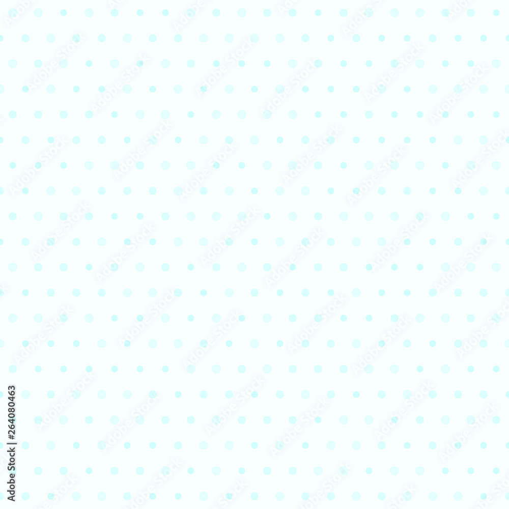 Cyan polka dot pattern. Seamless vector background