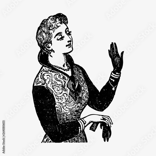 Vintage lady wearing gloves