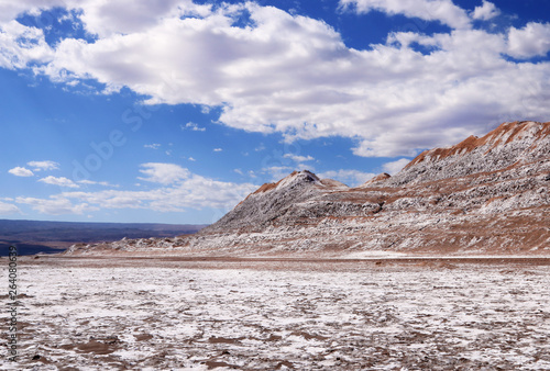 Valle de La Luna mountains covered with salt