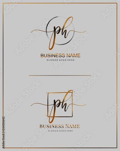 Initial P H PH handwriting logo vector. Letter handwritten logo template.