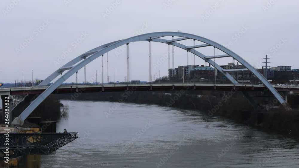 Timelapse Bridge Cumberland River in Nashville, Tennessee 4K Timelapse Bridge Cumberland River in Nashville, Tennessee 4K