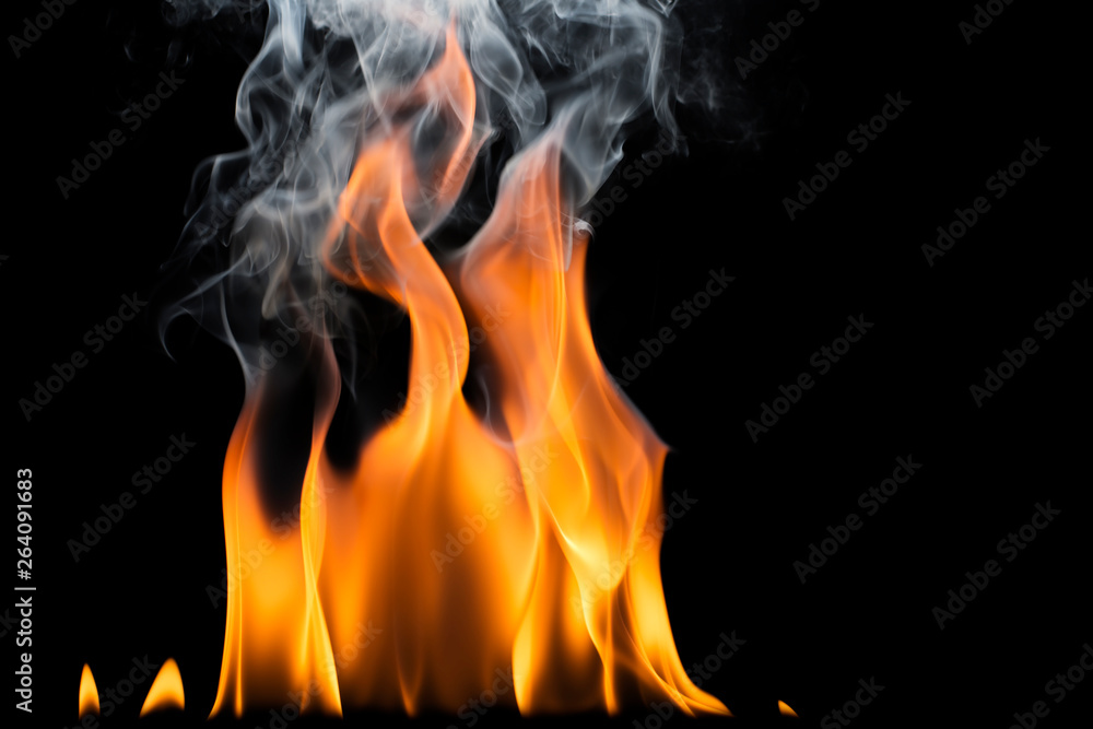 Flame and smoke on a black background Flame and smoke on a black background