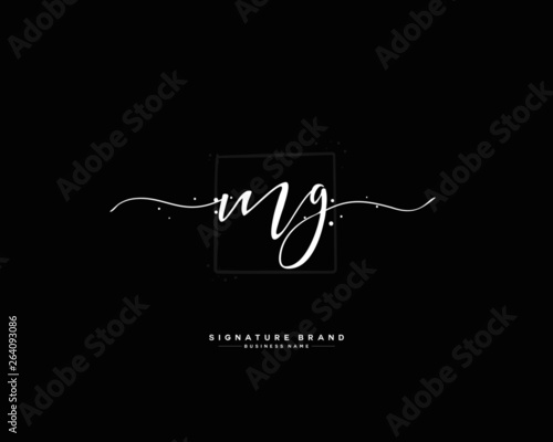 M G MG initial logo handwriting  template vector