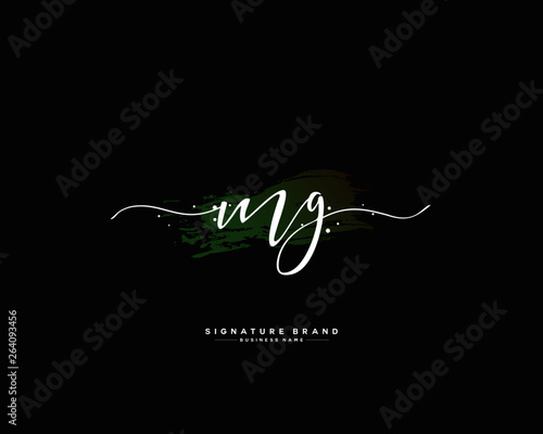 M G MG initial logo handwriting  template vector