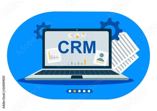  Customer relationship management concept background. Customer and company interaction approach. Vector illustration for landing webpage.