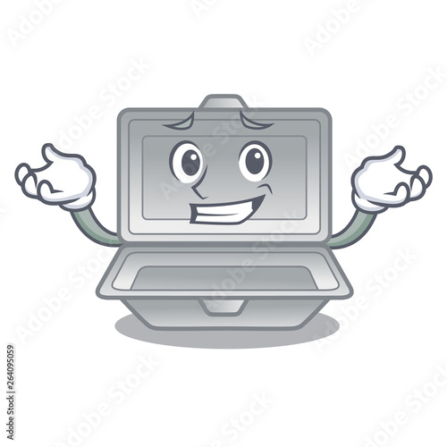 Grinning open styrofoam isolated with the mascot