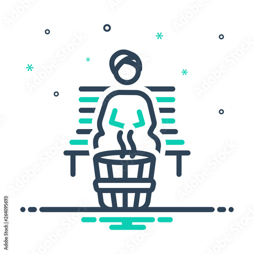 Mix line icon for sauna  