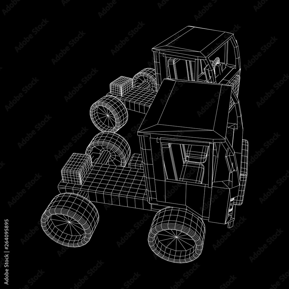 Truck or lorry car. Cargo vehicle model wireframe low poly mesh vector illustration