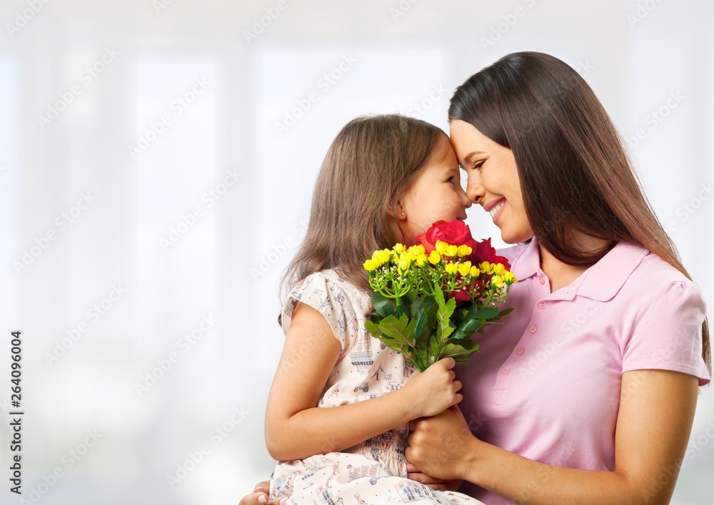 Happy Mother and daughter hugging Happy Mother and daughter hugging