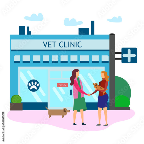 Women Shake Hands Outside Veterinarian Clinic