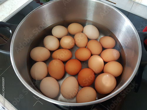 eggs red boiling for greek orthodox easter celebration