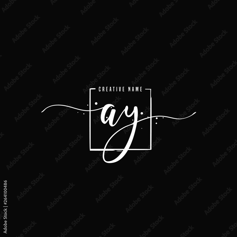 Fototapeta premium A Y AY Initial letter handwriting and signature logo.
