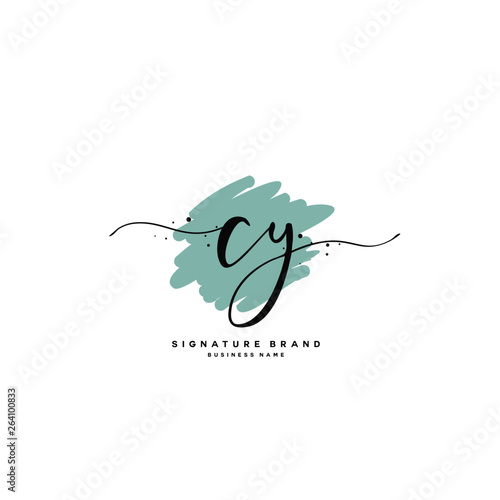 C Y CY Initial letter handwriting and  signature logo. photo