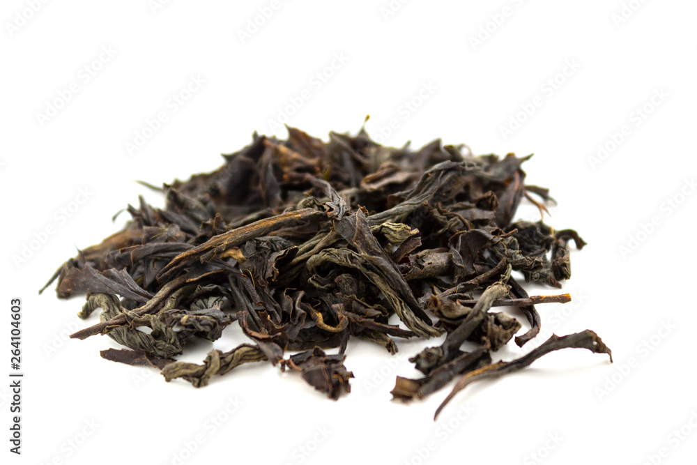 black tea, large leaf on a white background black tea, large leaf on a white background