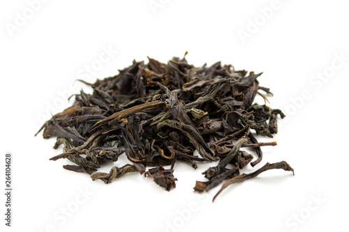 black tea, large leaf on a white background