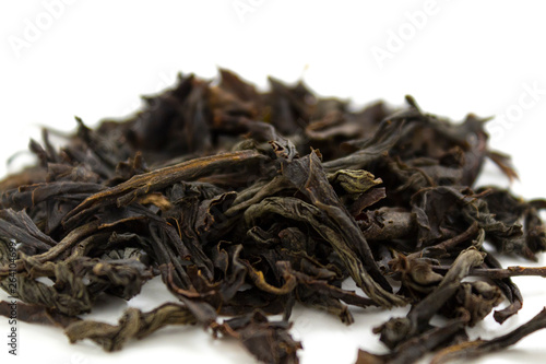 black tea, large leaf on a white background