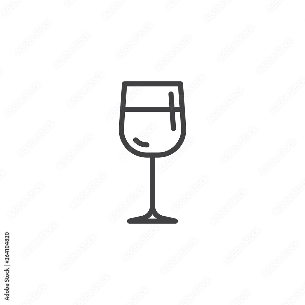 Glass of wine line icon. Champagne glass linear style sign for mobile concept and web design. Alcohol drink glass outline vector icon. Symbol, logo illustration. Pixel perfect vector graphics Glass of wine line icon. Champagne glass linear style sign for mobile concept and web design. Alcohol drink glass outline vector icon. Symbol, logo illustration. Pixel perfect vector graphics