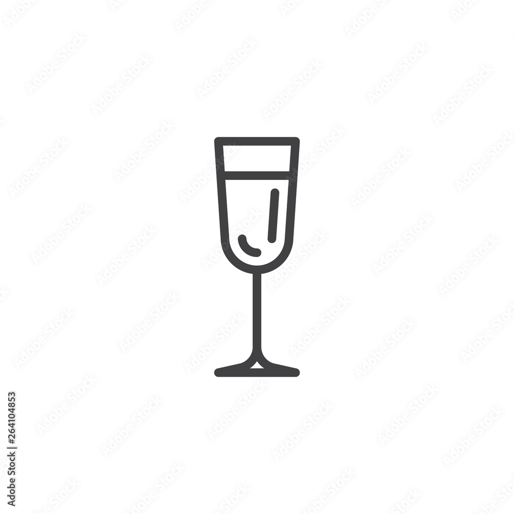 Champagne glass line icon. linear style sign for mobile concept and web design. Wine glass drink outline vector icon. Symbol, logo illustration. Pixel perfect vector graphics Champagne glass line icon. linear style sign for mobile concept and web design. Wine glass drink outline vector icon. Symbol, logo illustration. Pixel perfect vector graphics