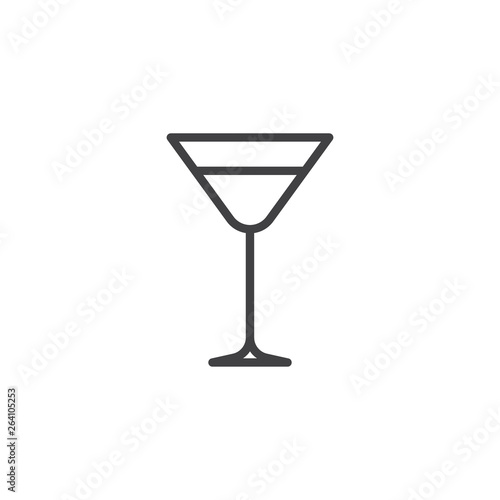 Cocktail glass line icon. Alcohol drink linear style sign for mobile concept and web design. Martini glass outline vector icon. Symbol, logo illustration. Pixel perfect vector graphics