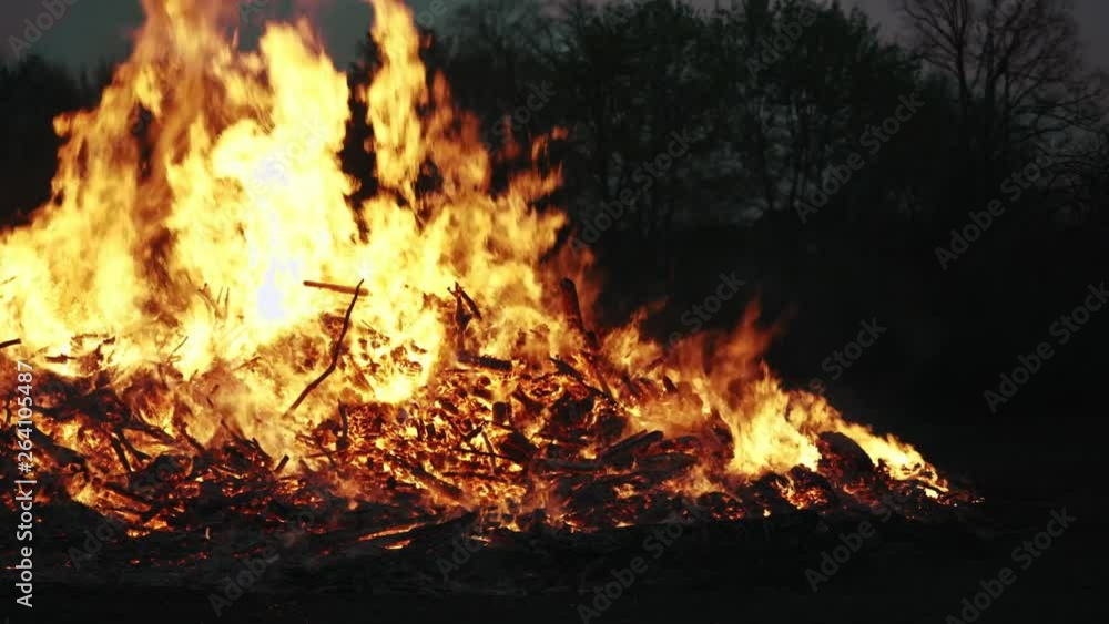 Easter fire burning. View from left to right Easter fire burning. View from left to right