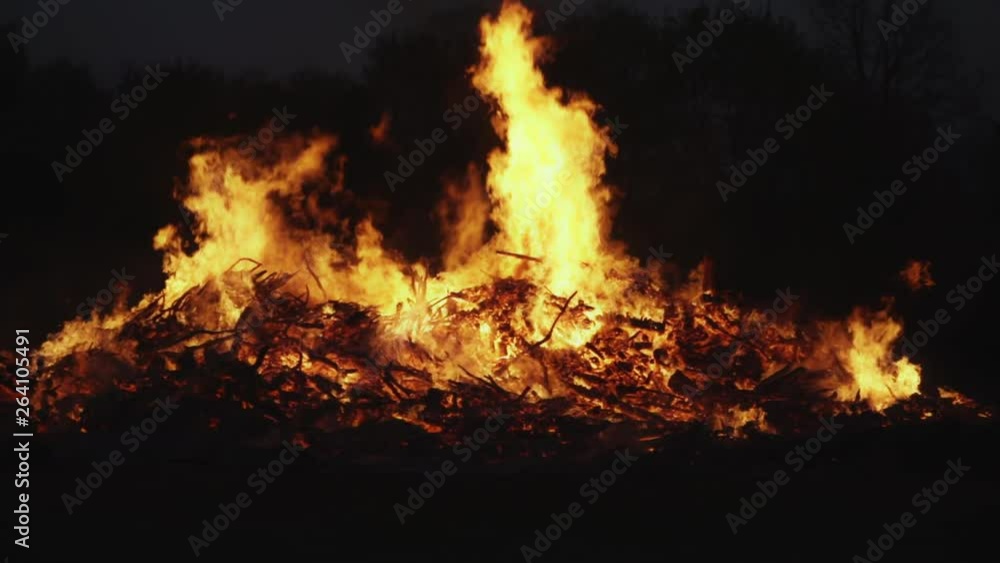 Slow motion of flames of the easter fire in Germany Slow motion of flames of the easter fire in Germany