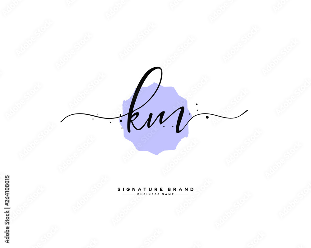 K M KM initial logo handwriting  template vector