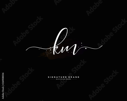 K M KM initial logo handwriting  template vector