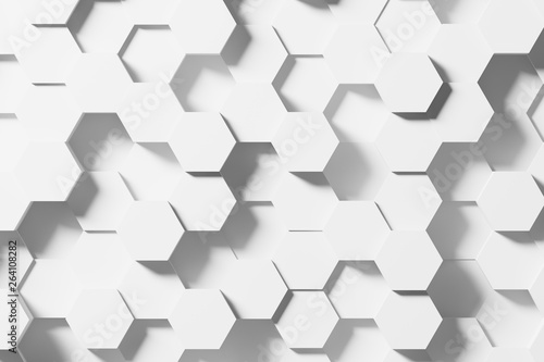 Hexogonal light honeycomb background. Close-up. 3d rendering photo