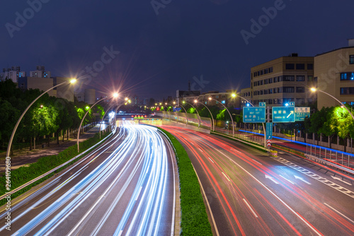 The cars on the highway light trails in Shanghai, China © 一飞 黄