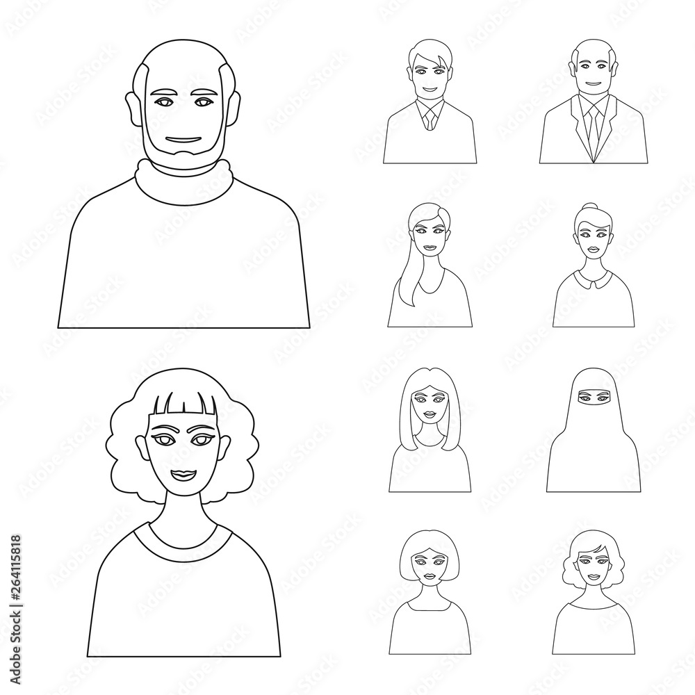 Isolated object of character and avatar icon. Collection of character and person vector icon for stock. Isolated object of character and avatar icon. Collection of character and person vector icon for stock.