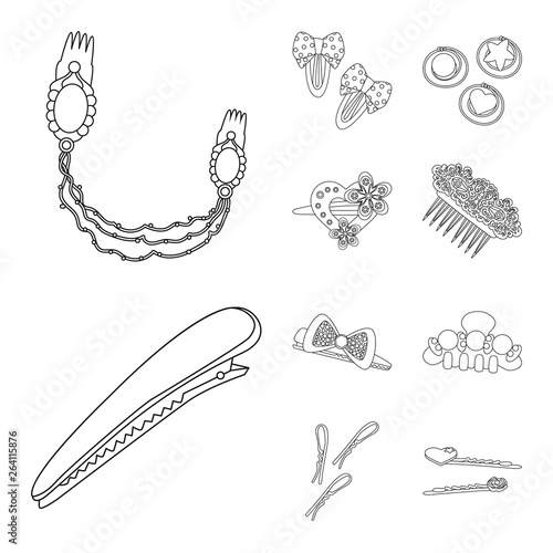 Vector design of hairdressing and hairclip logo. Set of hairdressing and accessories stock symbol for web.
