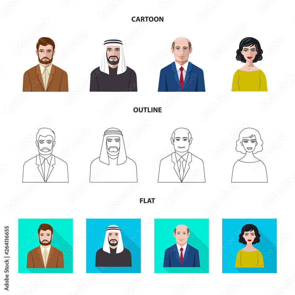 Isolated object of hairstyle and profession icon. Set of hairstyle and character stock vector illustration. Isolated object of hairstyle and profession icon. Set of hairstyle and character stock vector illustration.