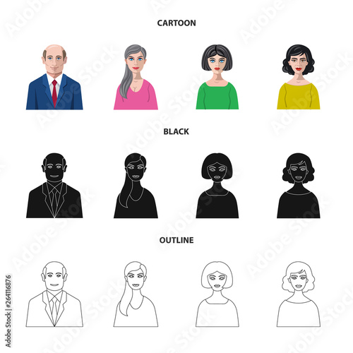 Vector design of hairstyle and profession  symbol. Set of hairstyle and character  stock symbol for web.