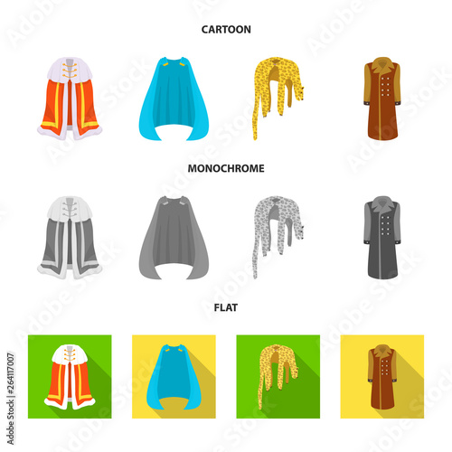 Vector design of material and clothing symbol. Set of material and garment stock vector illustration.