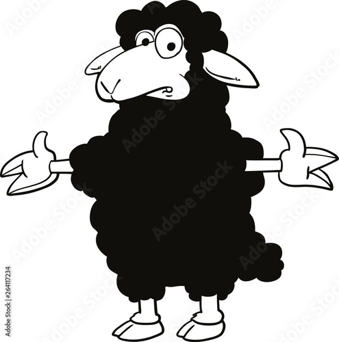 black sheep cartoon isolate on white background