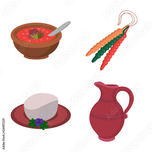 Isolated object of Caucasus and traditions sign. Set of Caucasus and attributes stock vector illustration.