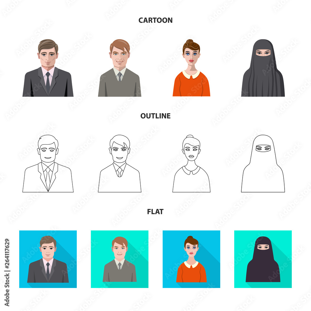 Isolated object of hairstyle and profession symbol. Set of hairstyle and character vector icon for stock. Isolated object of hairstyle and profession symbol. Set of hairstyle and character vector icon for stock.