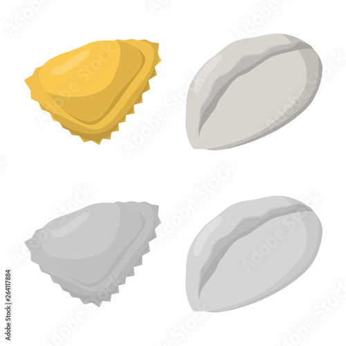 Vector design of products  and cooking sign. Set of products  and appetizer stock symbol for web.