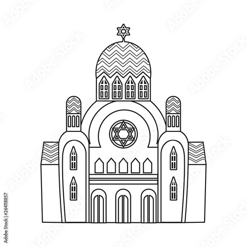 Vector design of synagogue and jewish logo. Set of synagogue and church stock symbol for web.