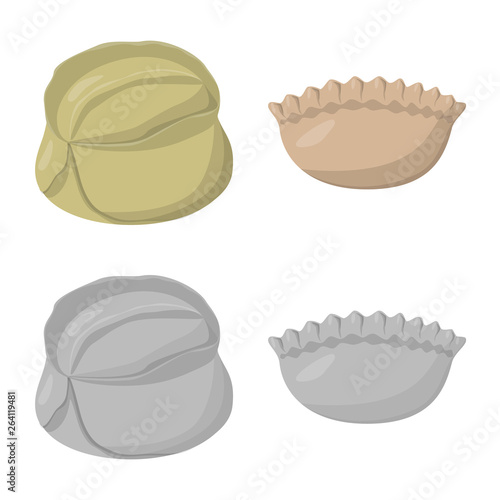 Vector design of products  and cooking logo. Collection of products  and appetizer stock vector illustration.