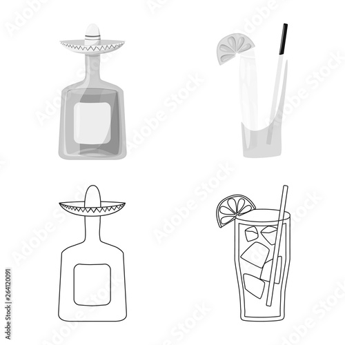 Vector design of cafe and Latin icon. Set of cafe and national stock symbol for web.