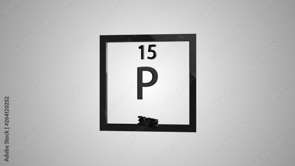 Phosphorus modern icon 3D animation - periodic table element helium on gray and green background Phosphorus modern icon 3D animation - periodic table element helium on gray and green background