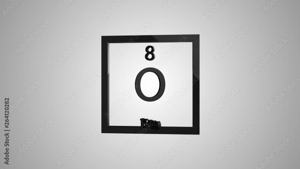 Oxygen modern icon 3D animation - periodic table element helium on gray and green background Oxygen modern icon 3D animation - periodic table element helium on gray and green background