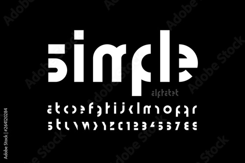 Minimalistic style modern font design, lowercase alphabet letters and numbers