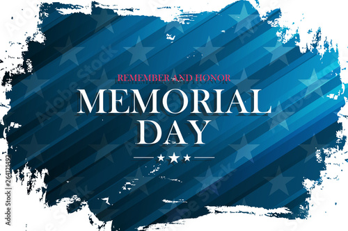 United States Memorial Day holiday banner with brush stroke background. Vector illustration.